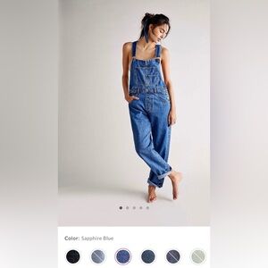 Free People Sapphire Blue Women Jeans Overalls